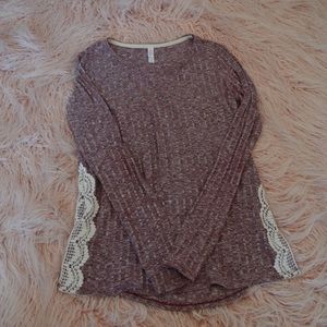Target Burgundy Long-Sleeve Lace Top